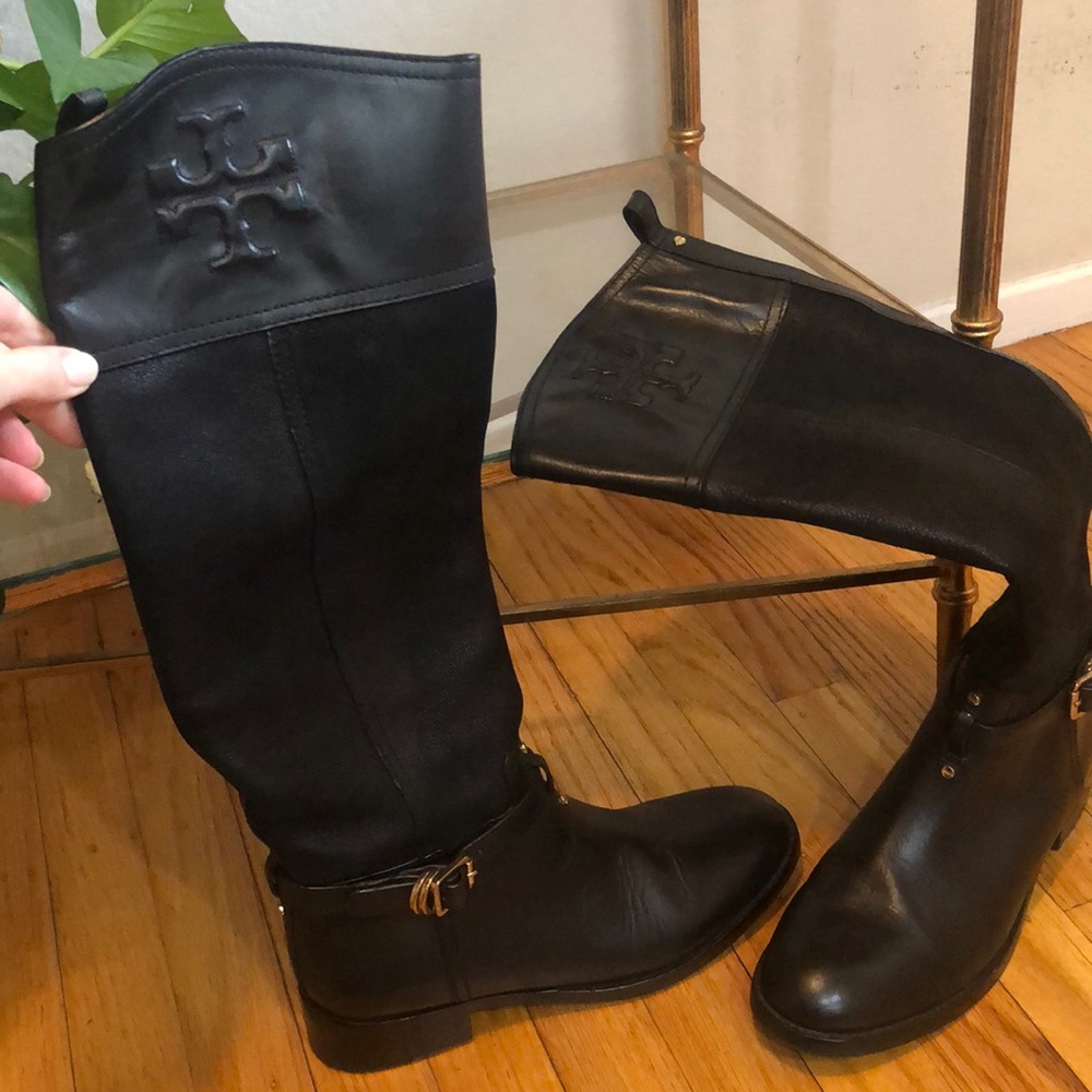 Tory Burch leather riding boots.